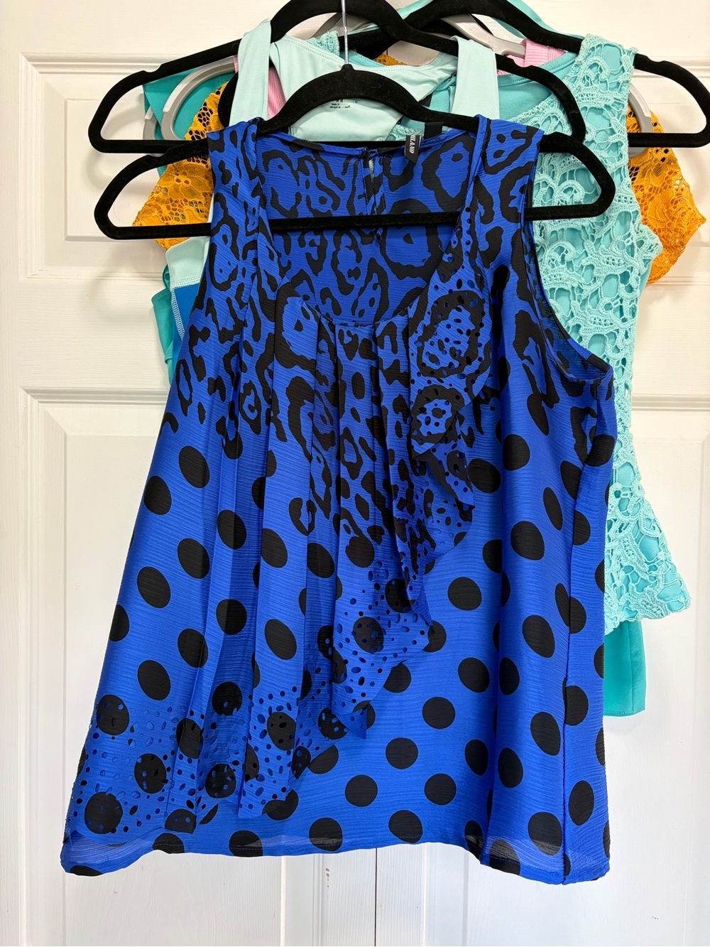 Milano Royal Blue and Black Animal Print Sleeveless Top M